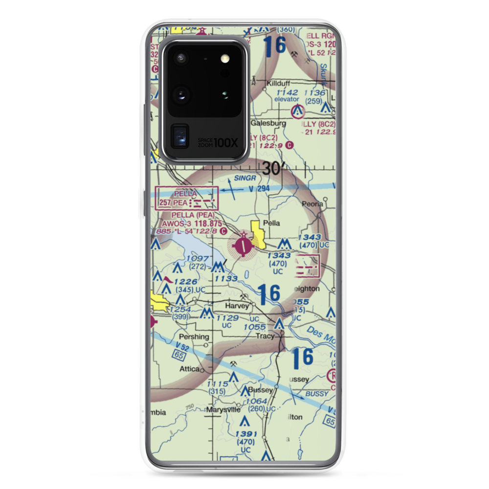 Pella Municipal Airport (PEA) VFR Sectional Samsung Case Samsung Galaxy S20 Ultra model shown