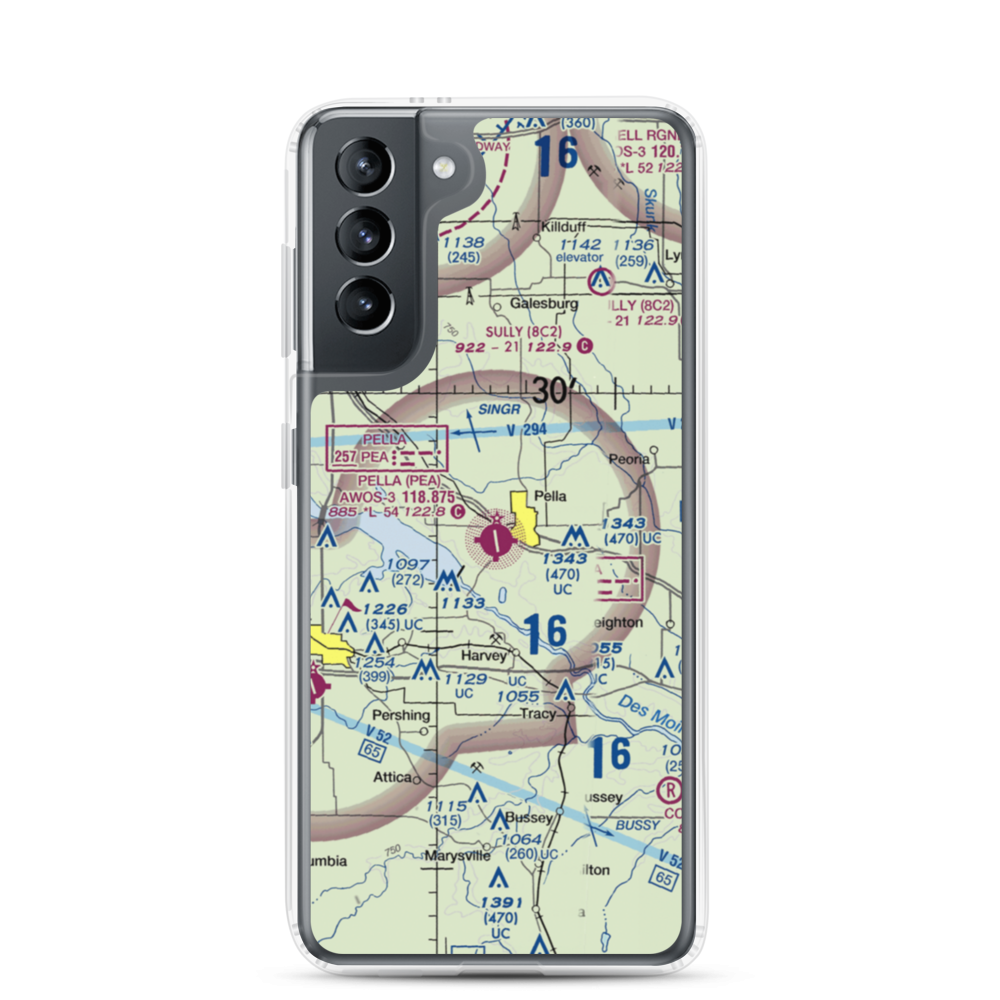 Pella Municipal Airport (PEA) VFR Sectional Samsung Case Samsung Galaxy S21 model shown