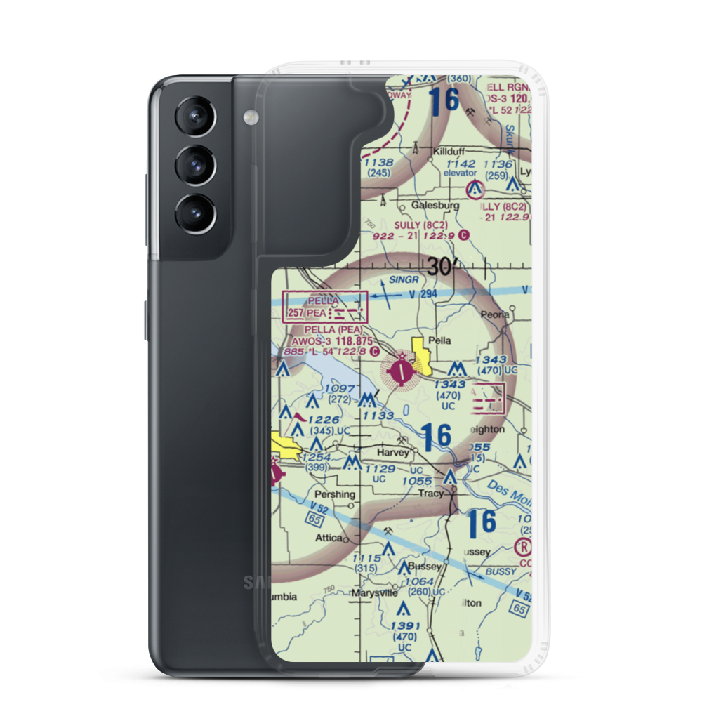 Pella Municipal Airport (PEA) VFR Sectional Samsung Case Samsung Galaxy S21 model shown