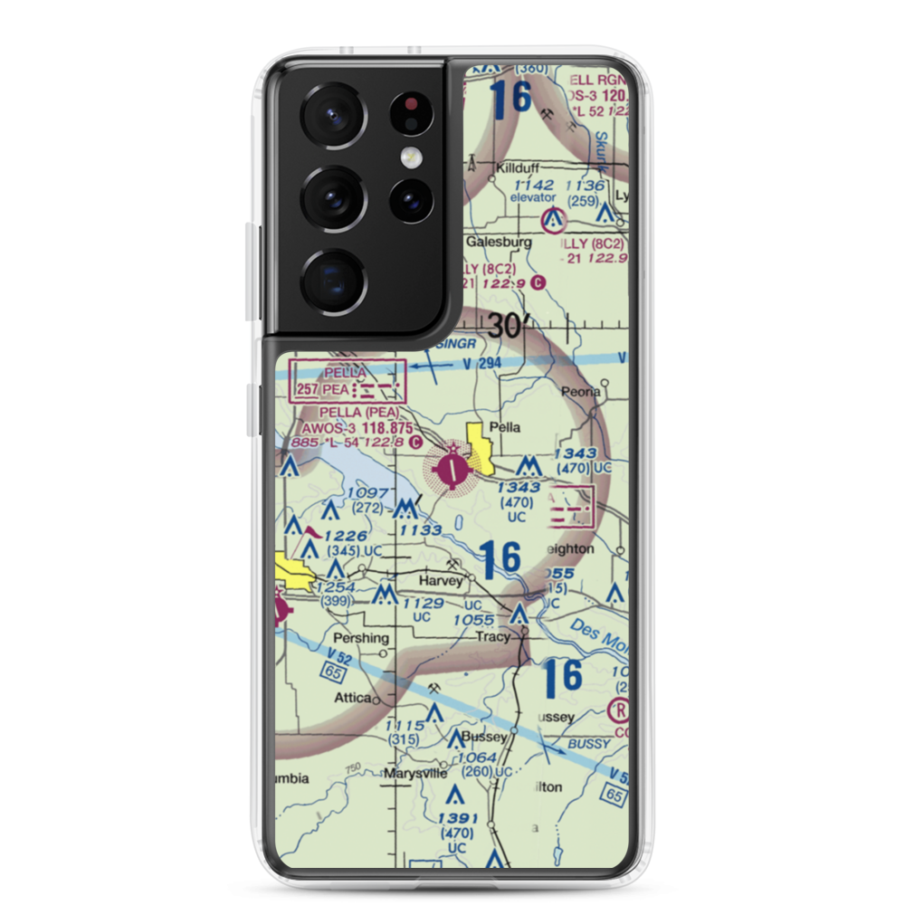 Pella Municipal Airport (PEA) VFR Sectional Samsung Case Samsung Galaxy S21 Ultra model shown