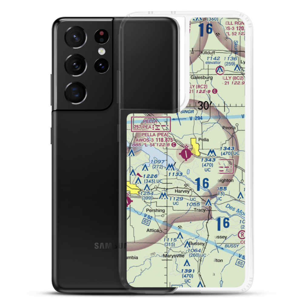 Pella Municipal Airport (PEA) VFR Sectional Samsung Case Samsung Galaxy S21 Ultra model shown
