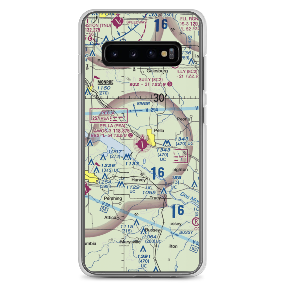 Pella Municipal Airport (PEA) VFR Sectional Samsung Case Samsung Galaxy S10+ model shown