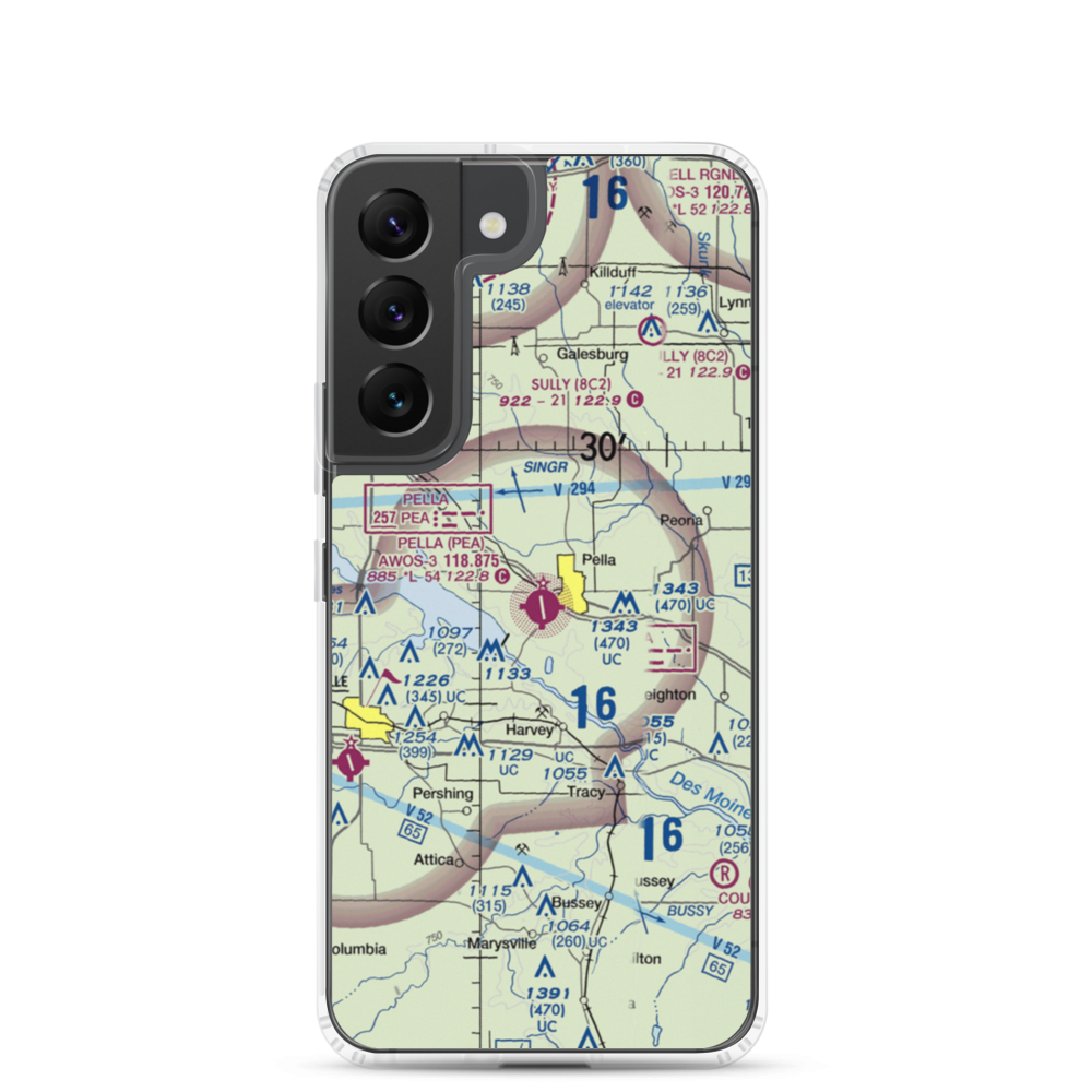 Pella Municipal Airport (PEA) VFR Sectional Samsung Case Samsung Galaxy S22 model shown