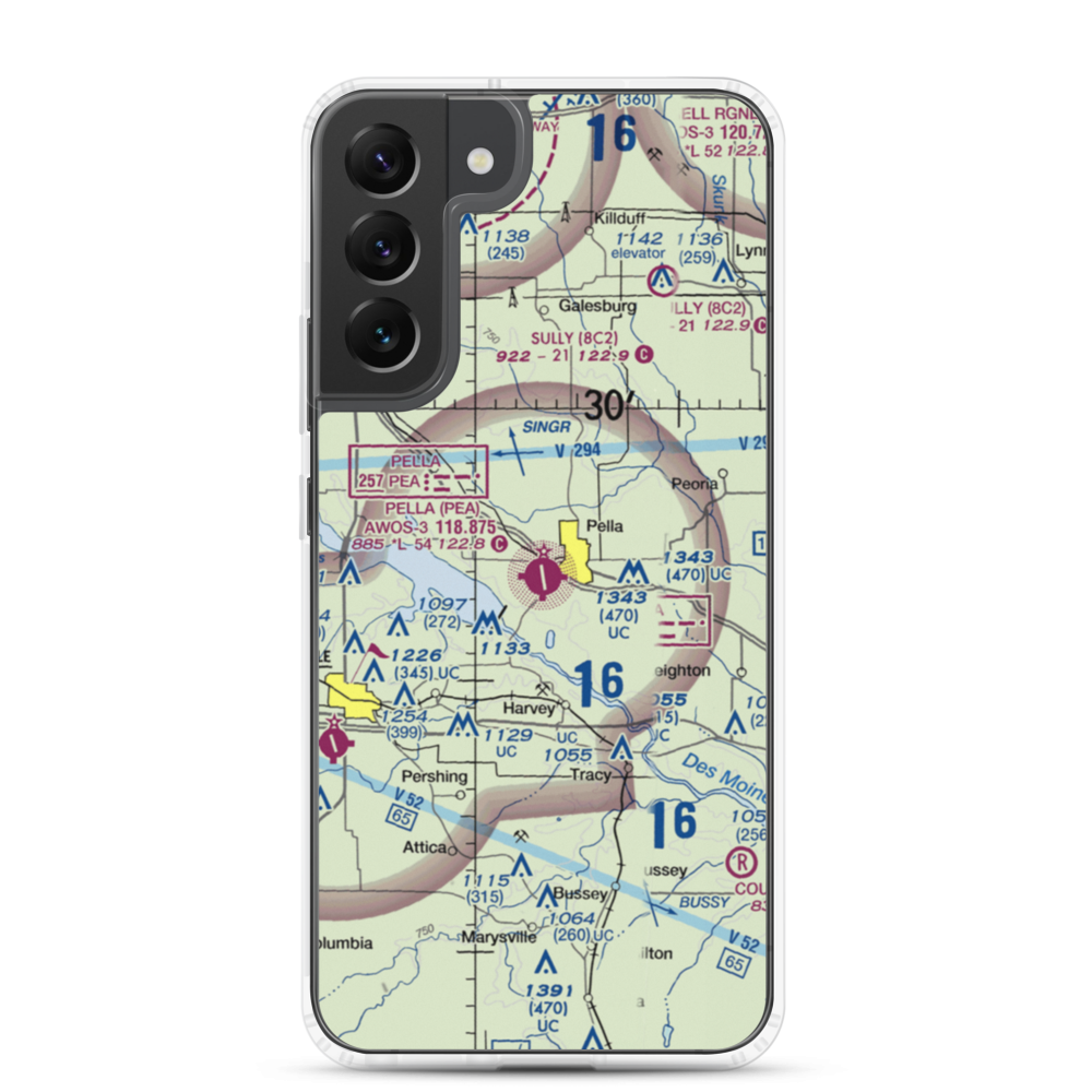 Pella Municipal Airport (PEA) VFR Sectional Samsung Case Samsung Galaxy S22 Plus model shown