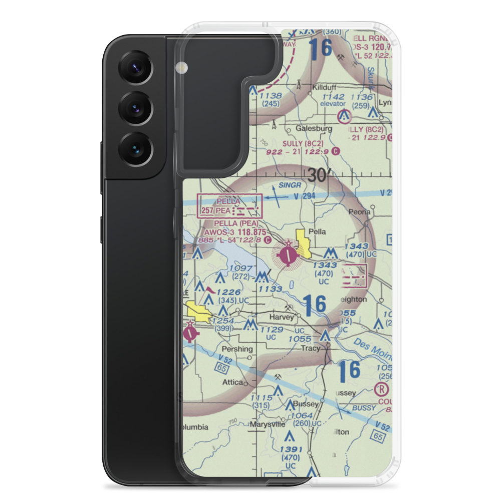 Pella Municipal Airport (PEA) VFR Sectional Samsung Case Samsung Galaxy S22 Plus model shown