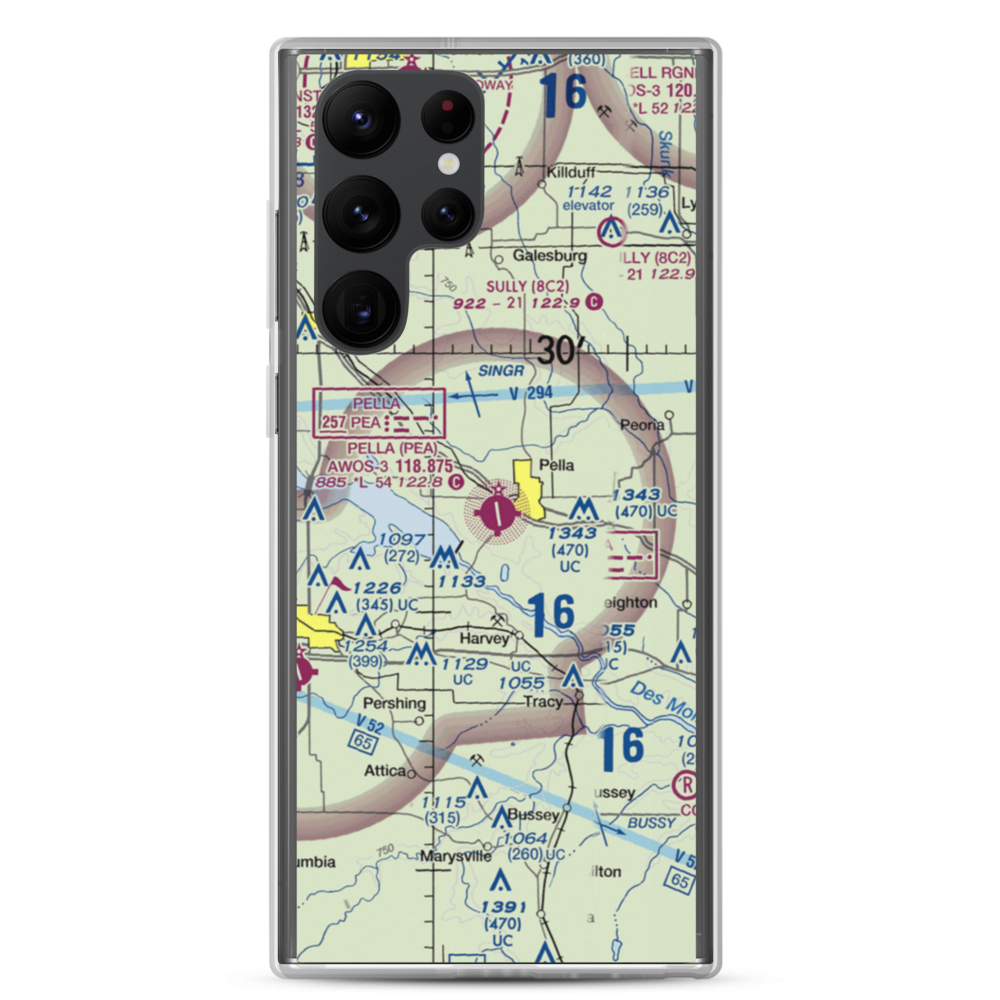 Pella Municipal Airport (PEA) VFR Sectional Samsung Case Samsung Galaxy S22 Ultra model shown