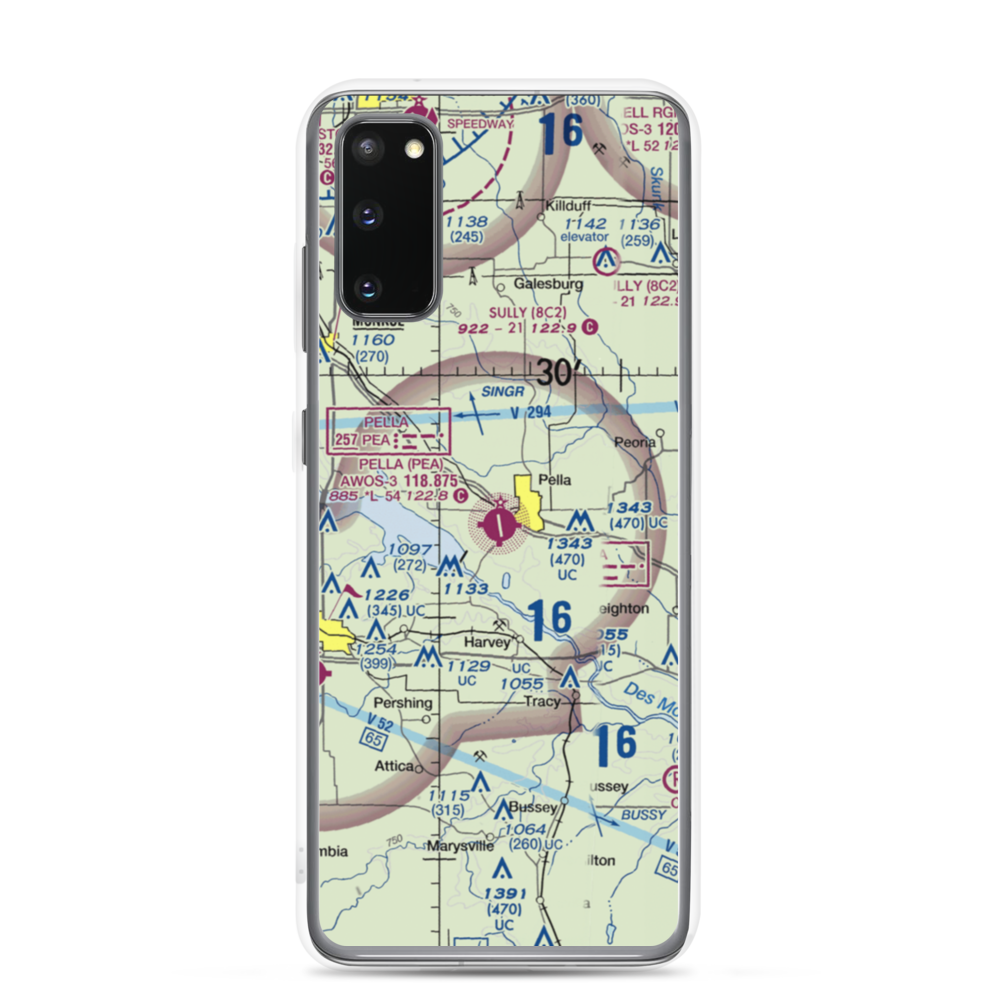 Pella Municipal Airport (PEA) VFR Sectional Samsung Case Samsung Galaxy S20 model shown