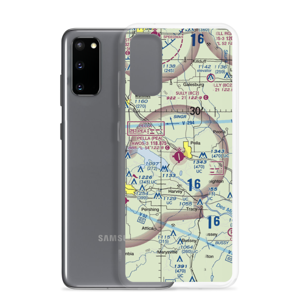 Pella Municipal Airport (PEA) VFR Sectional Samsung Case Samsung Galaxy S20 model shown