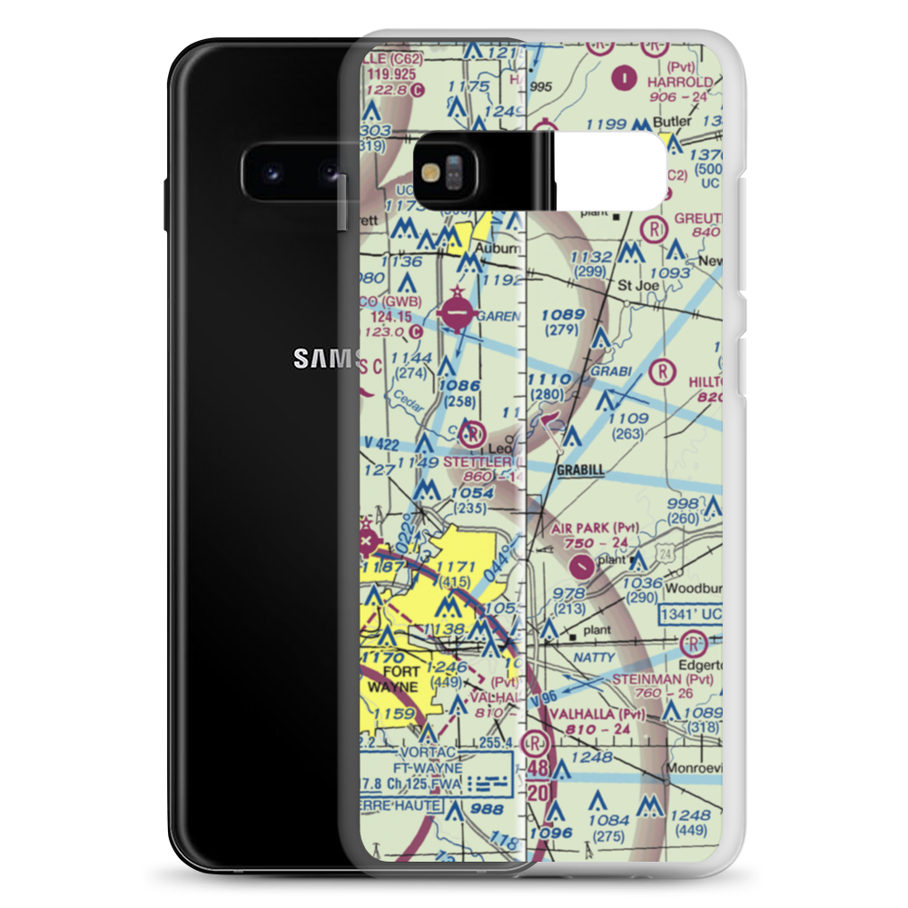 Pelz Port Airport (II11) VFR Sectional Samsung Case Samsung Galaxy S10+ model shown