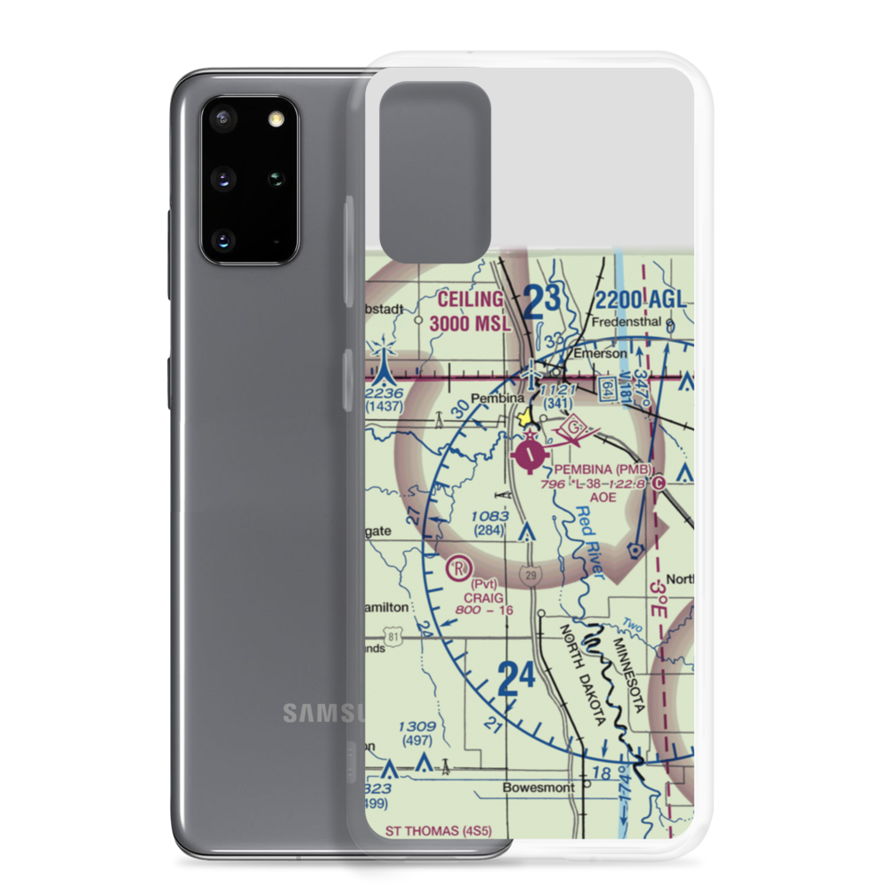Pembina Municipal Airport (PMB) VFR Sectional Samsung Case Samsung Galaxy S20 Plus model shown