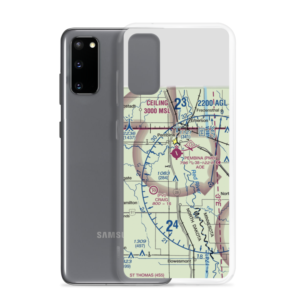 Pembina Municipal Airport (PMB) VFR Sectional Samsung Case Samsung Galaxy S20 model shown