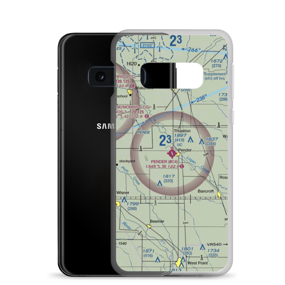 Pender Municipal Airport (0C4) VFR Sectional Samsung Case Samsung Galaxy S10e model shown