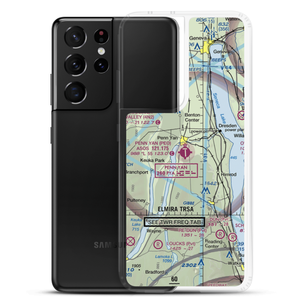 Penn Yan Airport (PEO) VFR Sectional Samsung Case Samsung Galaxy S21 Ultra model shown