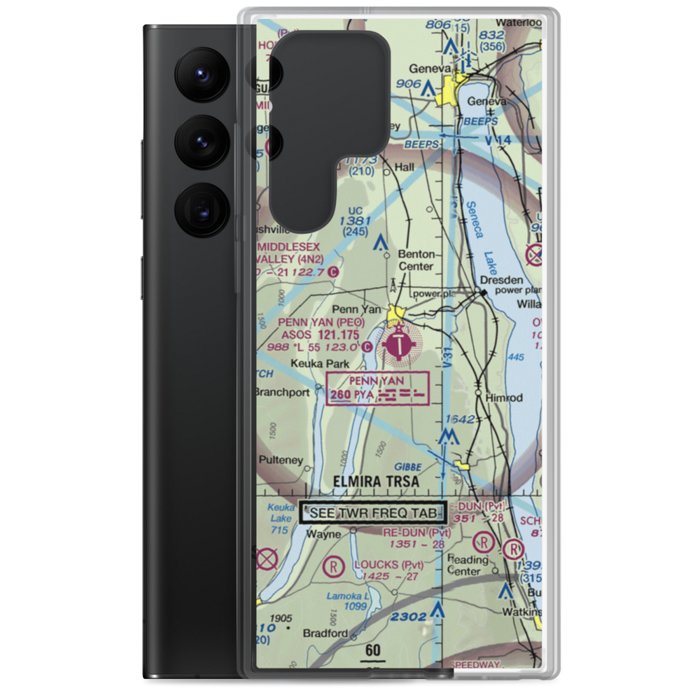 Penn Yan Airport (PEO) VFR Sectional Samsung Case Samsung Galaxy S22 Ultra model shown