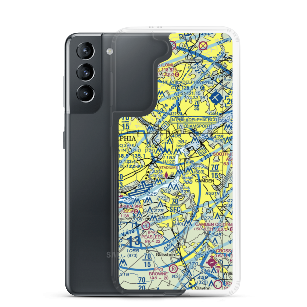 Penn's Landing Heliport (P72) VFR Sectional Samsung Case Samsung Galaxy S21 model shown