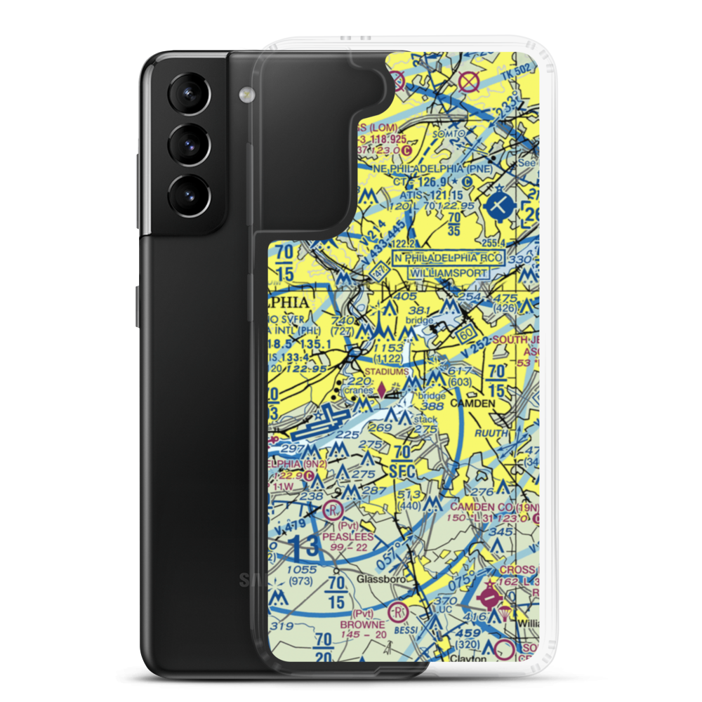 Penn's Landing Heliport (P72) VFR Sectional Samsung Case Samsung Galaxy S21 Plus model shown