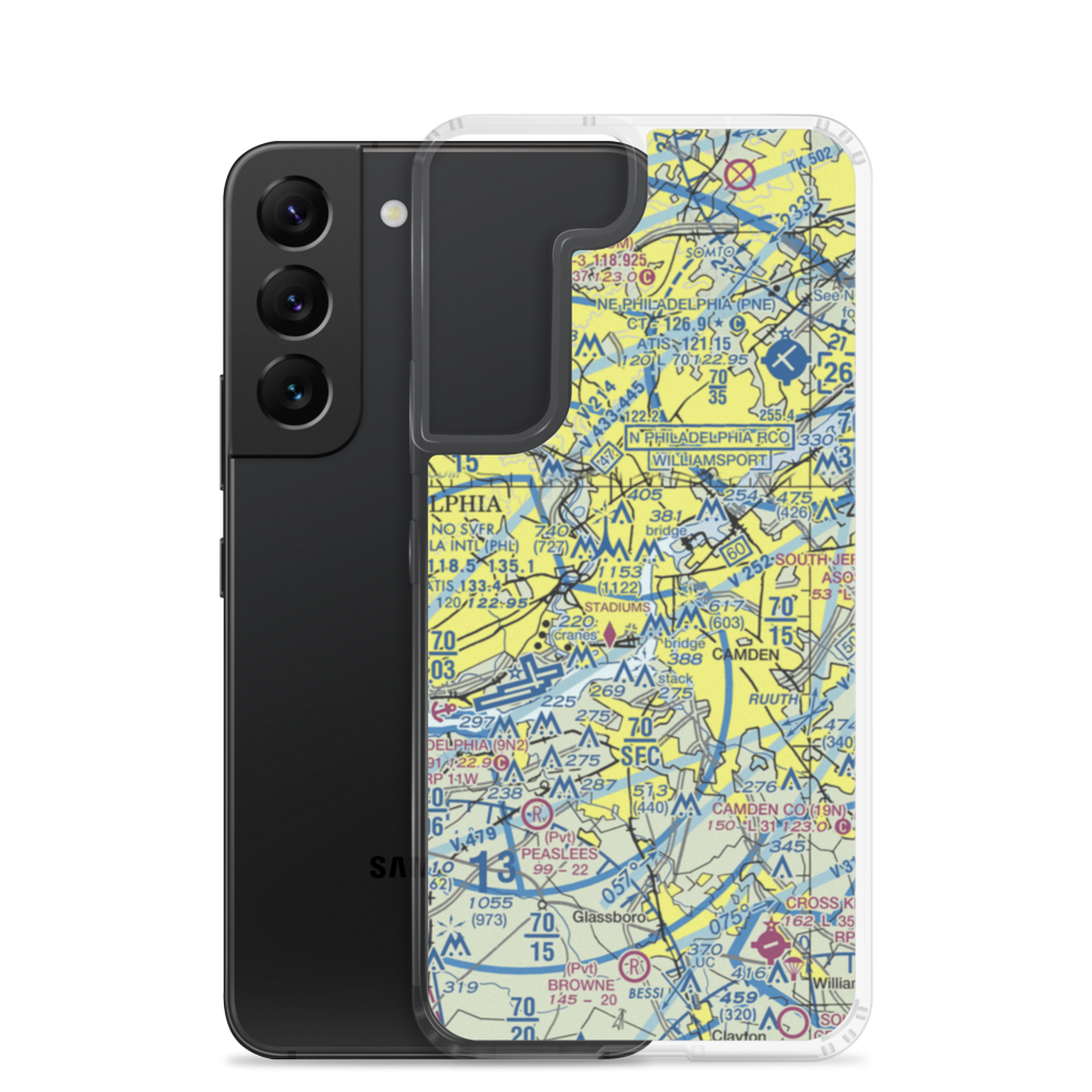 Penn's Landing Heliport (P72) VFR Sectional Samsung Case Samsung Galaxy S22 model shown