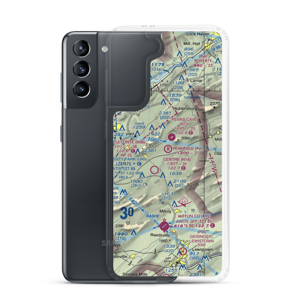 Pennfield Farm Airport (44PA) VFR Sectional Samsung Case Samsung Galaxy S21 model shown