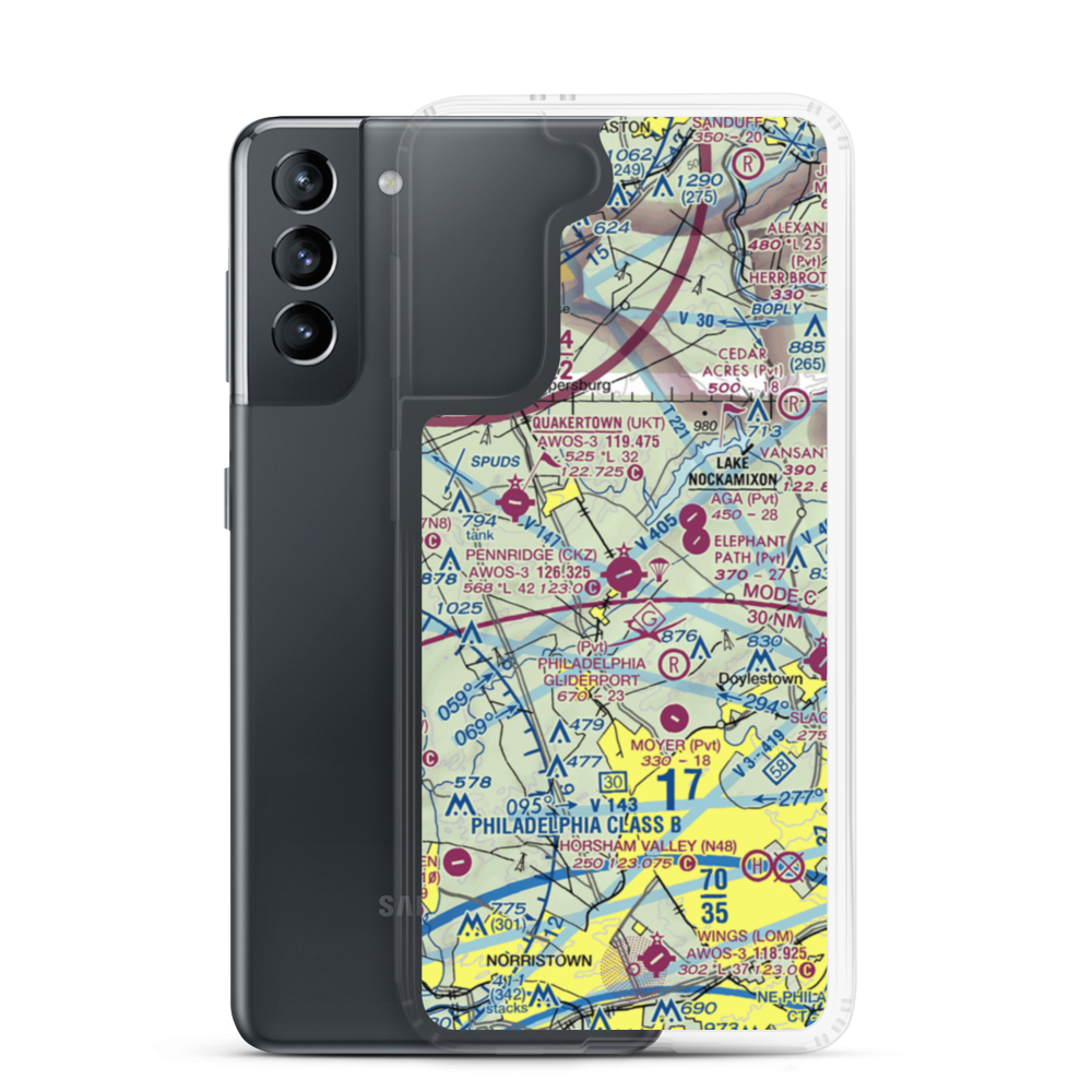 Pennridge Airport (CKZ) VFR Sectional Samsung Case Samsung Galaxy S21 model shown