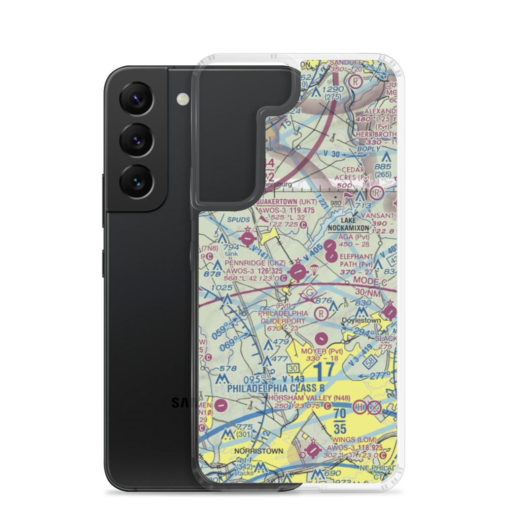 Pennridge Airport (CKZ) VFR Sectional Samsung Case Samsung Galaxy S22 model shown