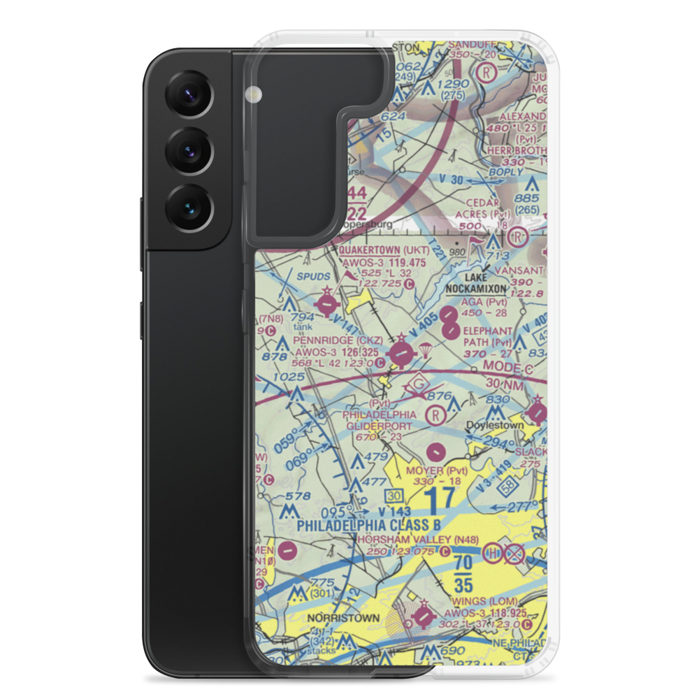 Pennridge Airport (CKZ) VFR Sectional Samsung Case Samsung Galaxy S22 Plus model shown