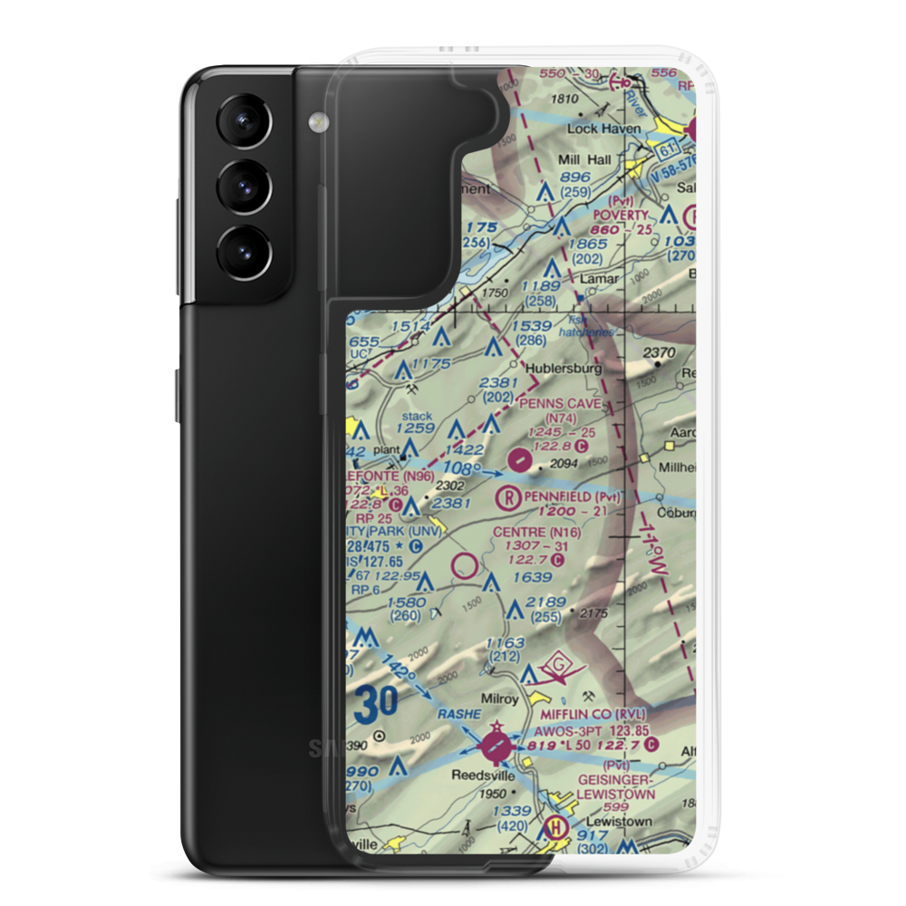 Penns Cave Airport (N74) VFR Sectional Samsung Case Samsung Galaxy S21 Plus model shown
