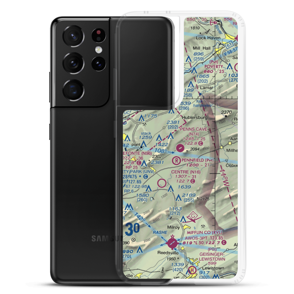 Penns Cave Airport (N74) VFR Sectional Samsung Case Samsung Galaxy S21 Ultra model shown