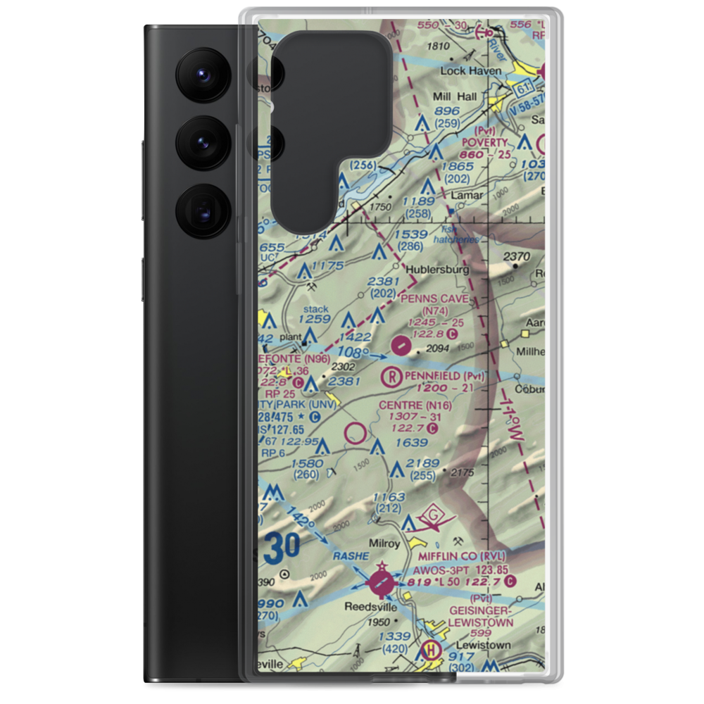 Penns Cave Airport (N74) VFR Sectional Samsung Case Samsung Galaxy S22 Ultra model shown