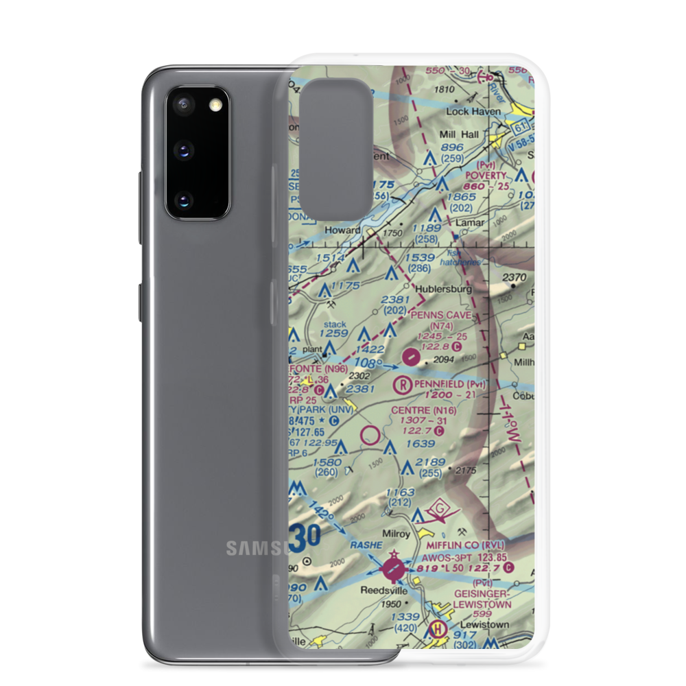 Penns Cave Airport (N74) VFR Sectional Samsung Case Samsung Galaxy S20 model shown