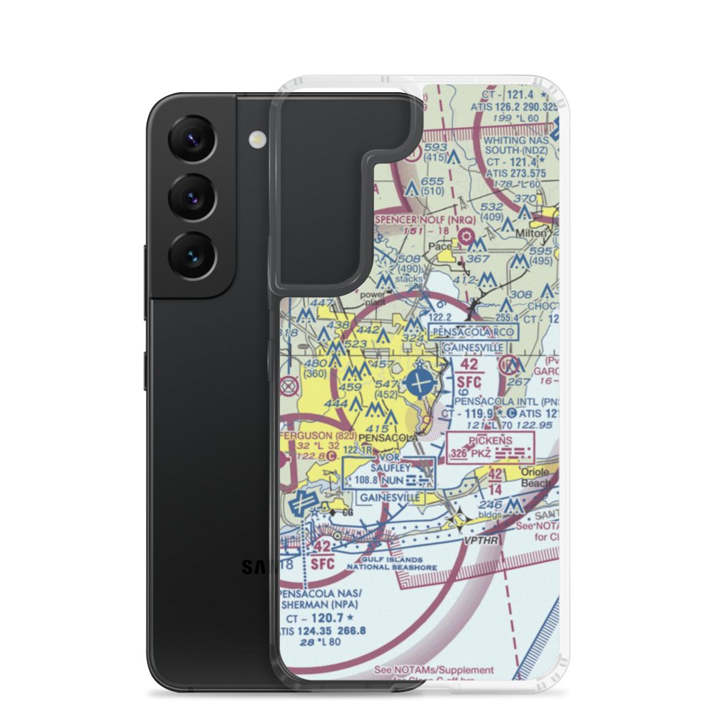 Pensacola International Airport (PNS) VFR Sectional Samsung Case Samsung Galaxy S22 model shown