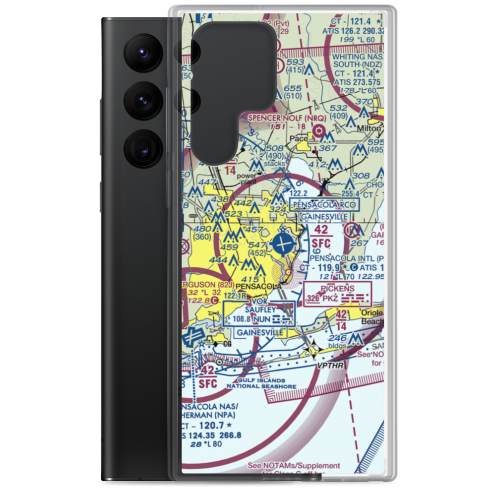 Pensacola International Airport (PNS) VFR Sectional Samsung Case Samsung Galaxy S22 Ultra model shown