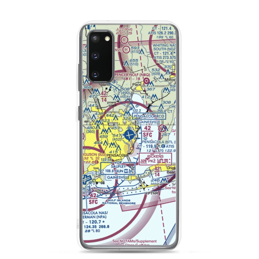Pensacola International Airport (PNS) VFR Sectional Samsung Case Samsung Galaxy S20 model shown