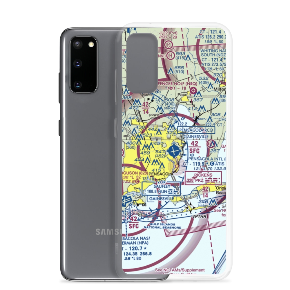 Pensacola International Airport (PNS) VFR Sectional Samsung Case Samsung Galaxy S20 model shown