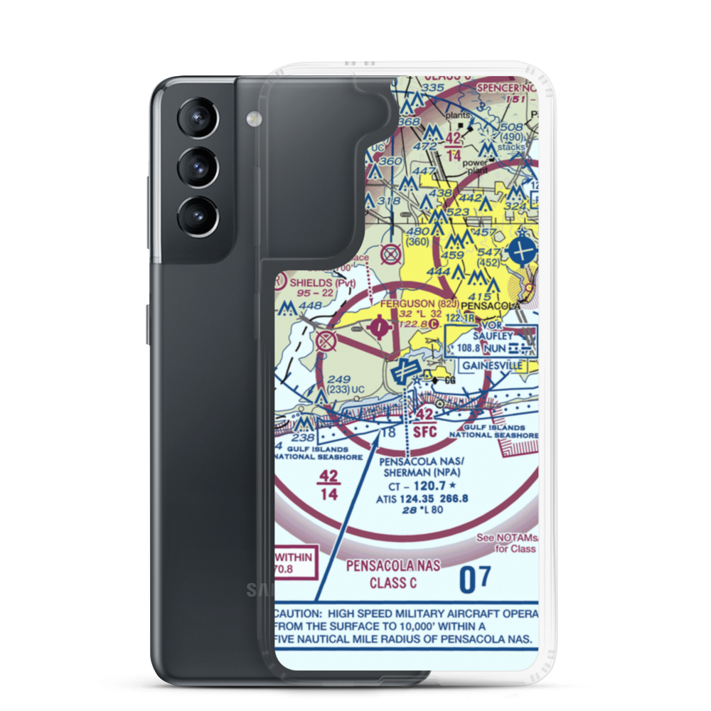 Pensacola Naval Air Station/Forrest Sherman Field (NPA) VFR Sectional Samsung Case Samsung Galaxy S21 model shown