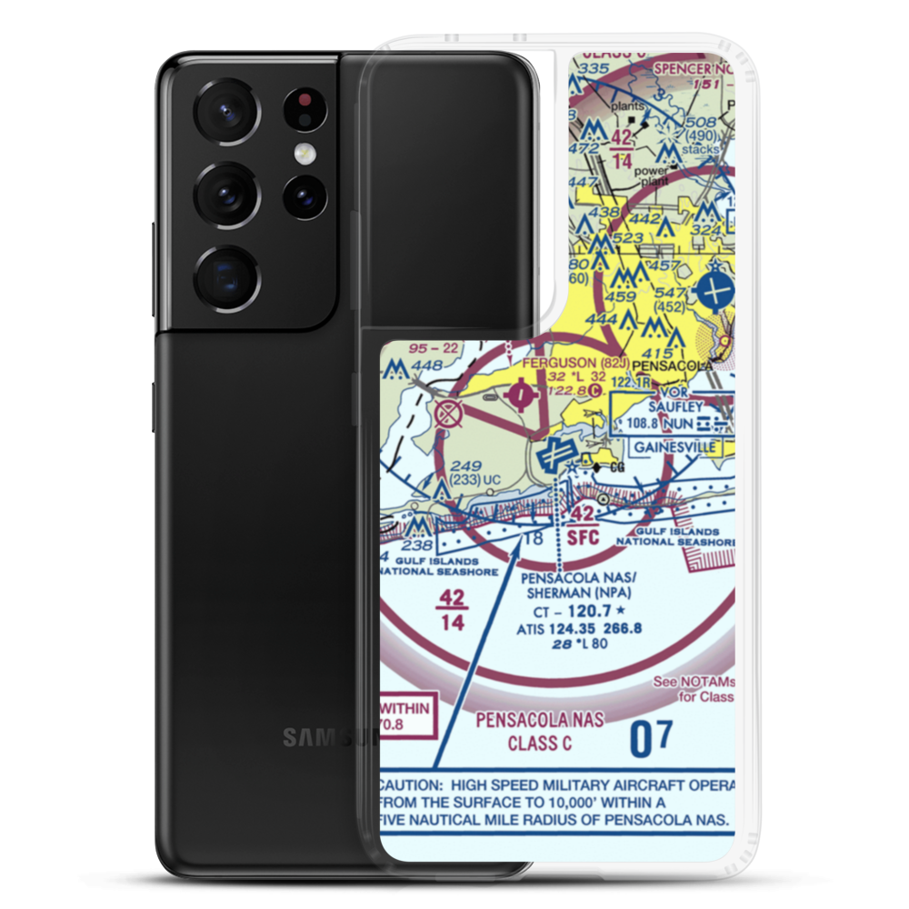 Pensacola Naval Air Station/Forrest Sherman Field (NPA) VFR Sectional Samsung Case Samsung Galaxy S21 Ultra model shown