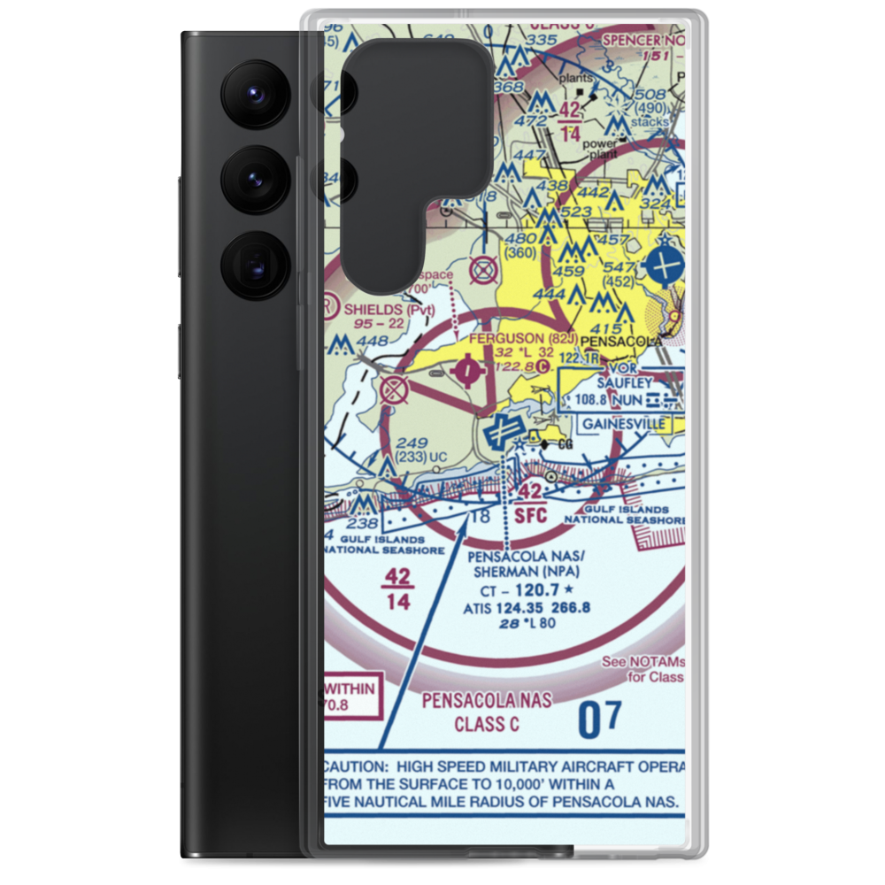 Pensacola Naval Air Station/Forrest Sherman Field (NPA) VFR Sectional Samsung Case Samsung Galaxy S22 Ultra model shown