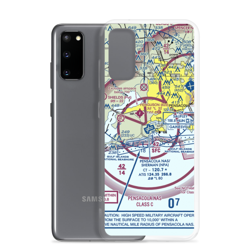 Pensacola Naval Air Station/Forrest Sherman Field (NPA) VFR Sectional Samsung Case Samsung Galaxy S20 model shown