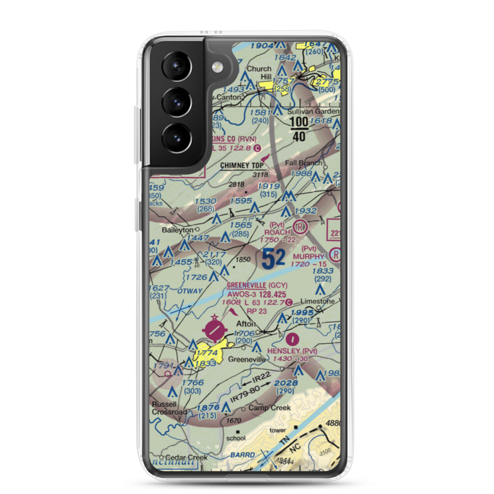 Pensinger Airport (TN99) VFR Sectional Samsung Case Samsung Galaxy S21 Plus model shown