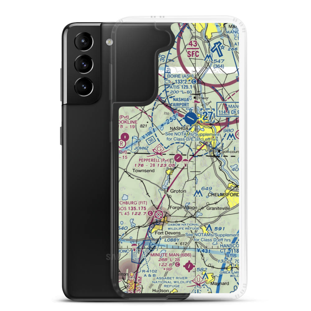 Pepperell Airport (26MA) VFR Sectional Samsung Case Samsung Galaxy S21 Plus model shown