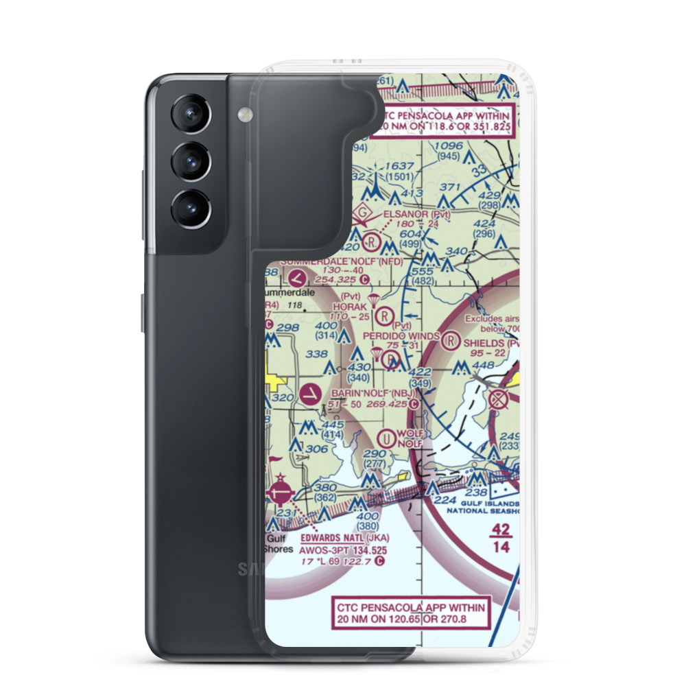Perdido Winds Airpark (AL08) VFR Sectional Samsung Case Samsung Galaxy S21 model shown