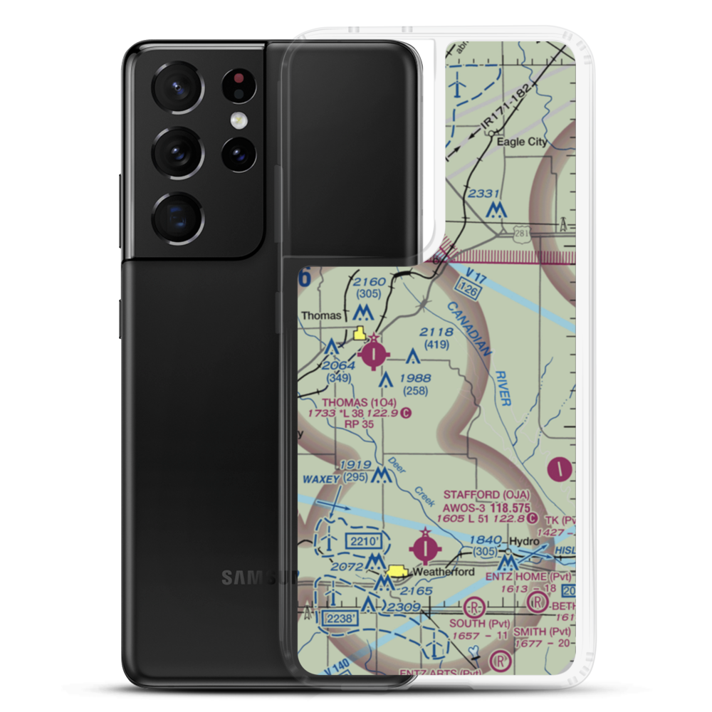 Perkins Airport (5OK8) VFR Sectional Samsung Case Samsung Galaxy S21 Ultra model shown