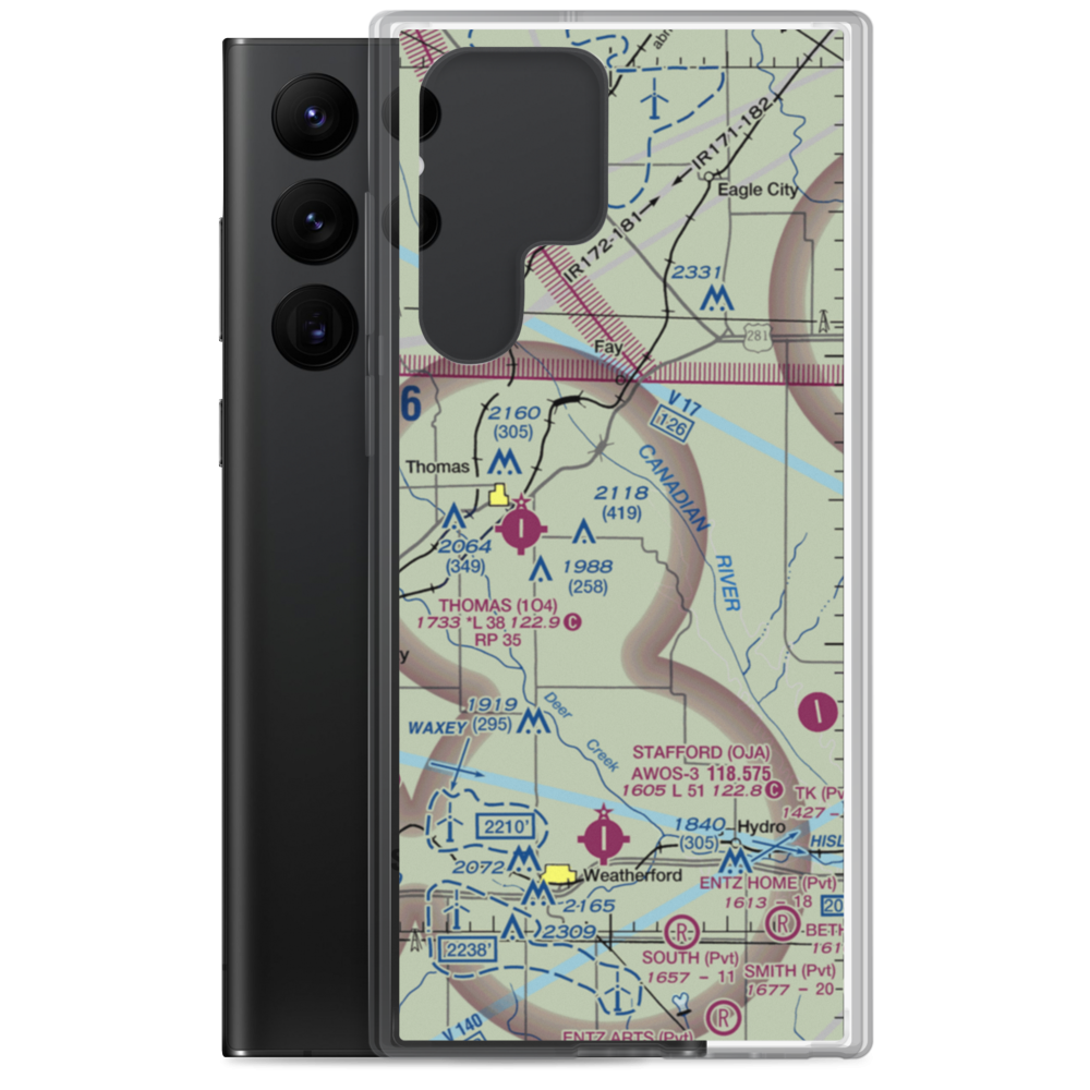 Perkins Airport (5OK8) VFR Sectional Samsung Case Samsung Galaxy S22 Ultra model shown
