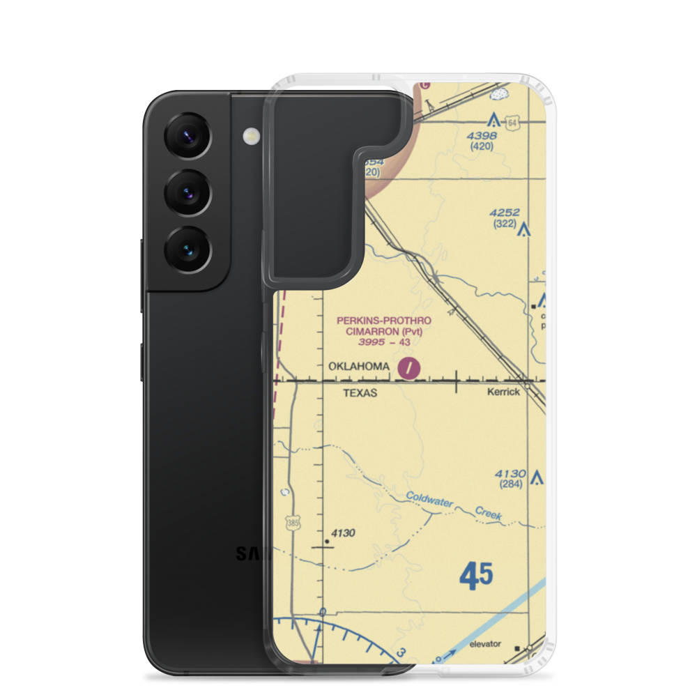Perkins Prothro Cimarron Ranch Airport (5TE4) VFR Sectional Samsung Case Samsung Galaxy S22 model shown