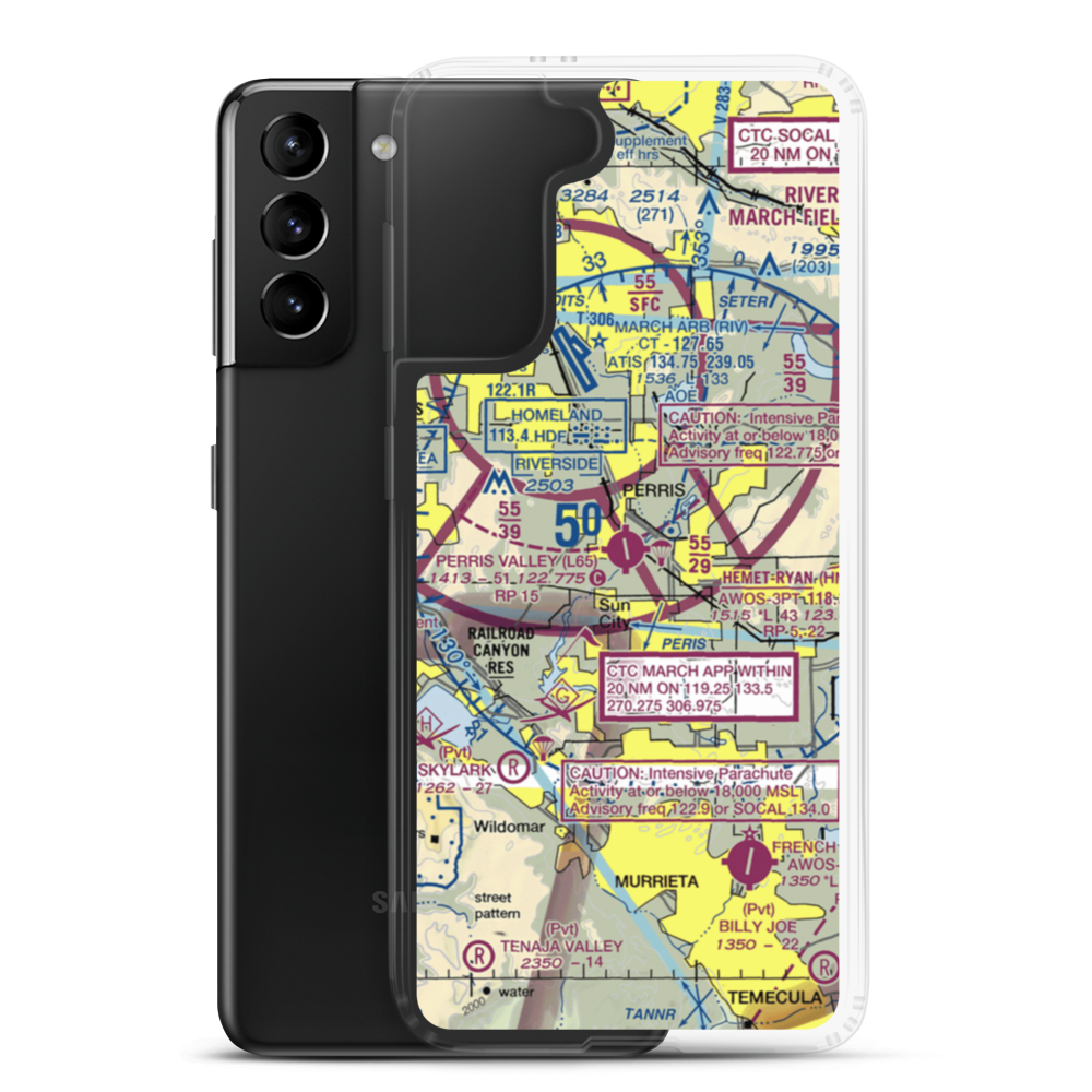 Perris Valley Airport (L65) VFR Sectional Samsung Case Samsung Galaxy S21 Plus model shown