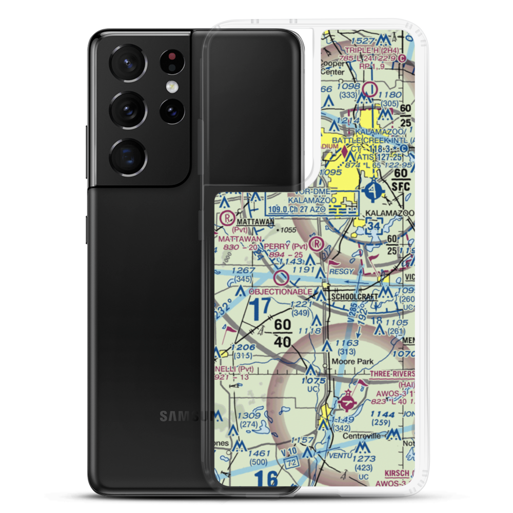 Perry Airport (MI89) VFR Sectional Samsung Case Samsung Galaxy S21 Ultra model shown