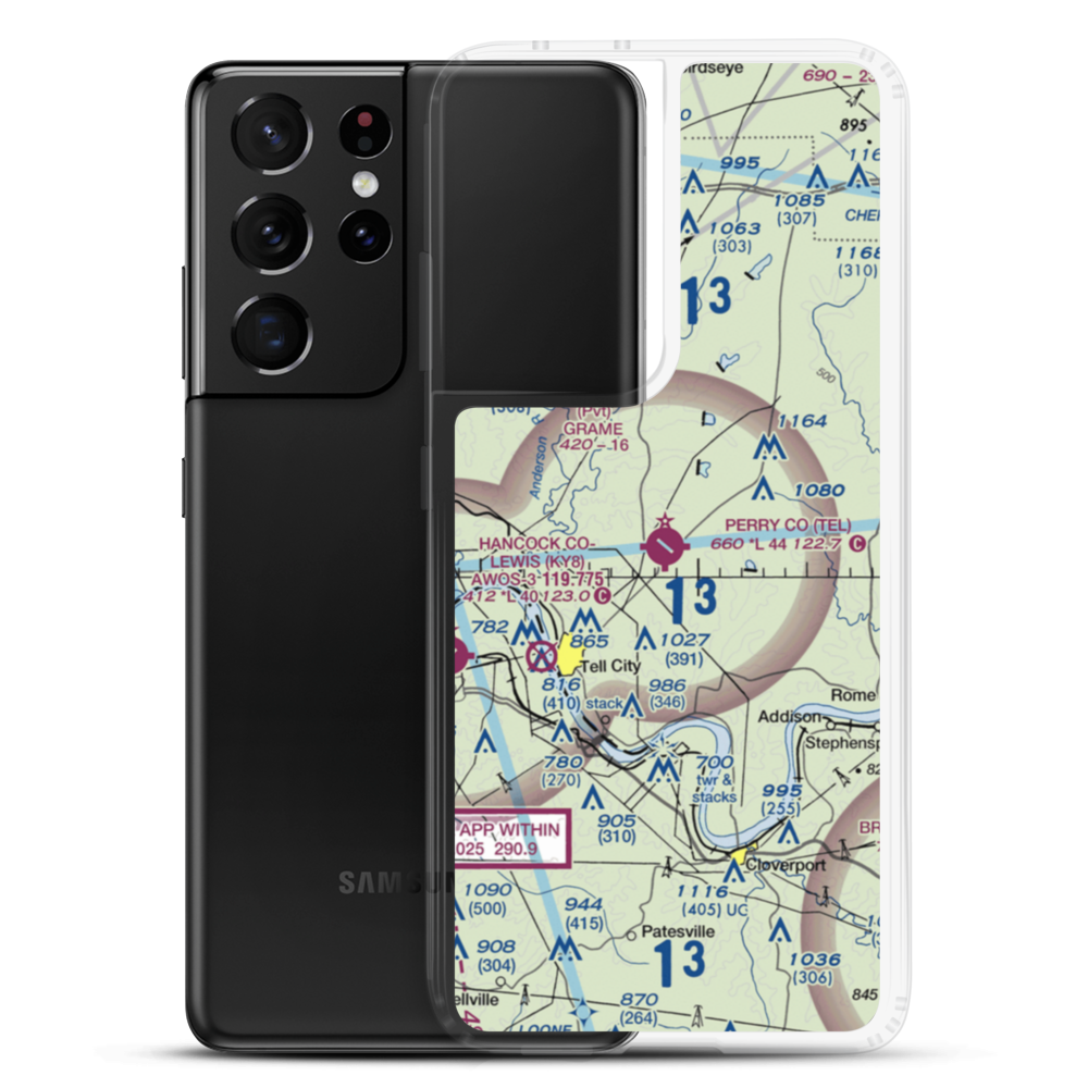 Perry County Municipal Airport (TEL) VFR Sectional Samsung Case Samsung Galaxy S21 Ultra model shown