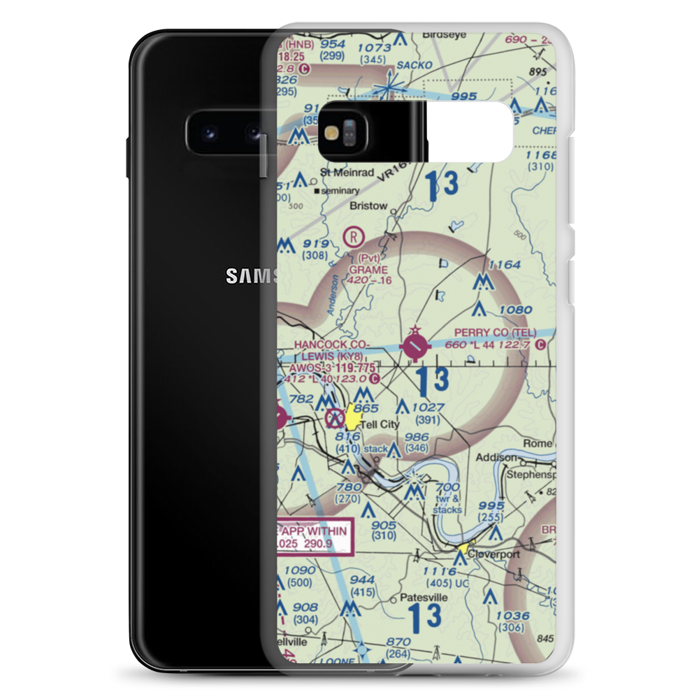 Perry County Municipal Airport (TEL) VFR Sectional Samsung Case Samsung Galaxy S10+ model shown