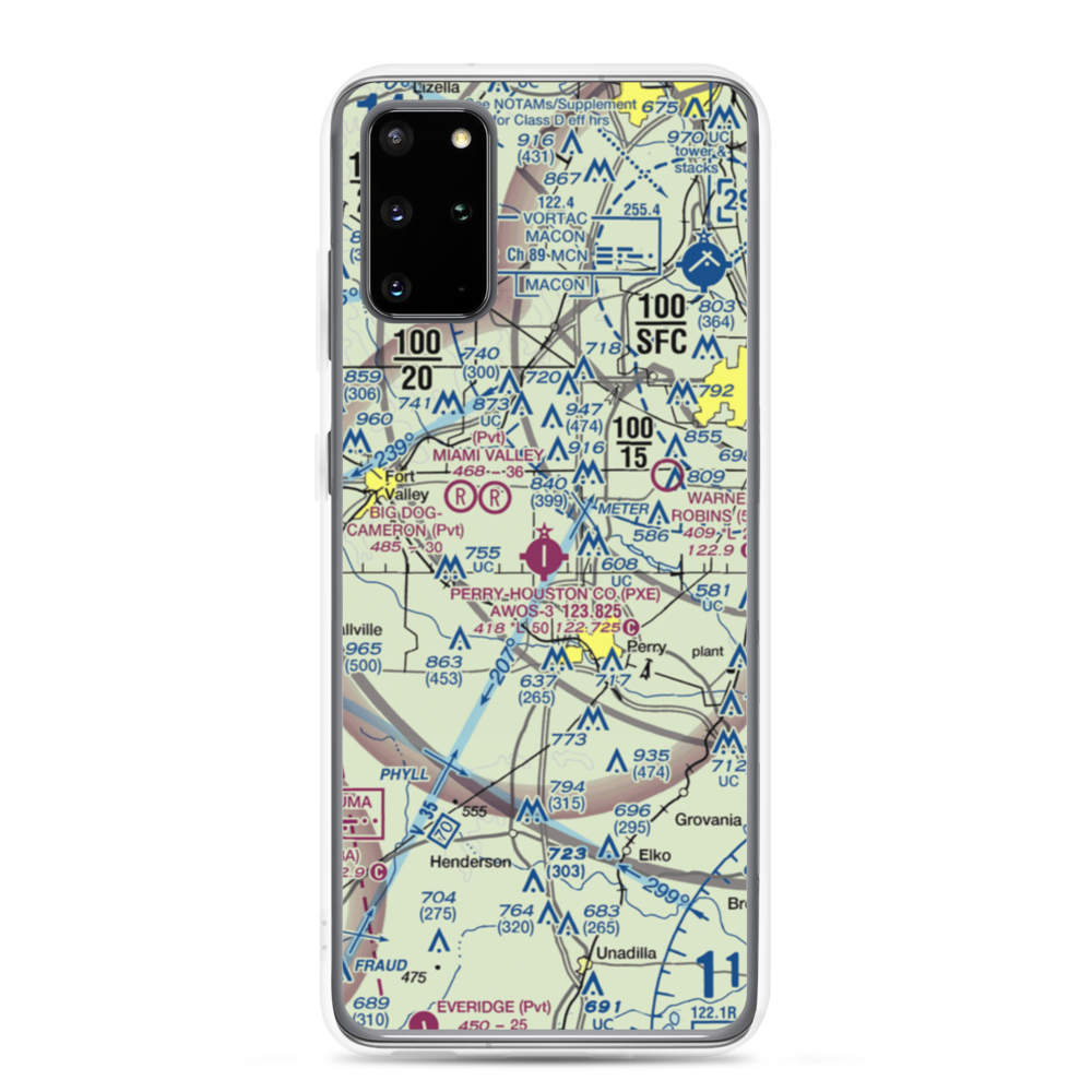 Perry Houston County Airport (PXE) VFR Sectional Samsung Case Samsung Galaxy S20 Plus model shown