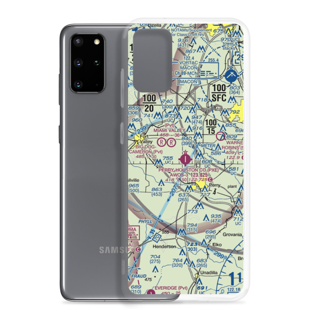 Perry Houston County Airport (PXE) VFR Sectional Samsung Case Samsung Galaxy S20 Plus model shown
