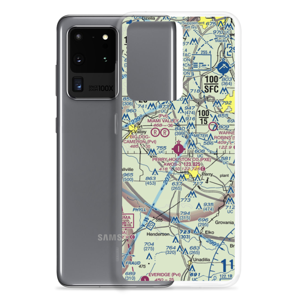 Perry Houston County Airport (PXE) VFR Sectional Samsung Case Samsung Galaxy S20 Ultra model shown